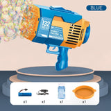 GOMINIMO 132 Holes Rechargeable Bubbles Machine Gun for Kids (Orange and Blue) GO-BMG-103-KBT