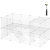 SONGMICS Metal Wire Two-Story Pet Playpen with Zip Ties White