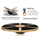 Verpeak Wooden Wobble Board with Non-Slip Pads (Black with Wood) VP-BT-102-BK