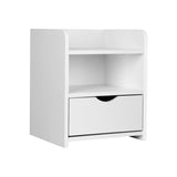 White Bedside Table Drawer Storage Shelf Nightstand Furniture Child Safe White