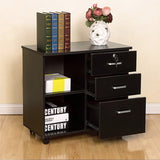 Wooden 3 Drawer Bedside Lamp Table 2 Shelf Document Storage Cabinet Black Wood