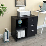 Wooden 3 Drawer Bedside Lamp Table 2 Shelf Document Storage Cabinet Black Wood