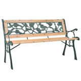 Wooden Garden Bench Outdoor Furniture Park Patio Seat Lounge Chair Timber Metal