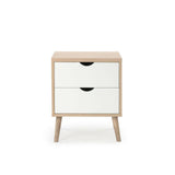 Bed Side Table With 2 Drawers Wooden Cabinet Storage White And Oak By Shangri-La