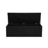 Long Storage Ottoman Bench Seat Blanket Toy Box Foot Stool Large Leather Black