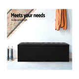 Long Storage Ottoman Bench Seat Blanket Toy Box Foot Stool Large Leather Black