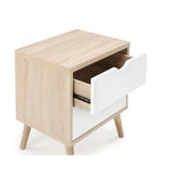 Bed Side Table With 2 Drawers Wooden Cabinet Storage White And Oak By Shangri-La