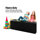 Long Storage Ottoman Bench Seat Blanket Toy Box Foot Stool Large Leather Black