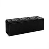 Long Storage Ottoman Bench Seat Blanket Toy Box Foot Stool Large Leather Black