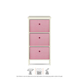 Home Master 3 Drawer Pine Wood Storage Chest Pink Fabric Baskets 70 x 80cm